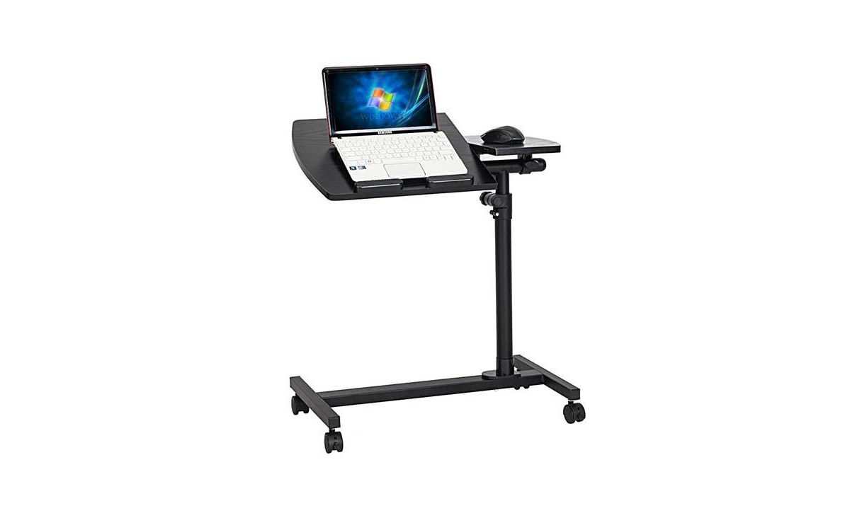 Slickblue Four-Wheel MultifunctionalComputer Desk with Flat Surface and Lifting Mechanism for Versatile Use - Black