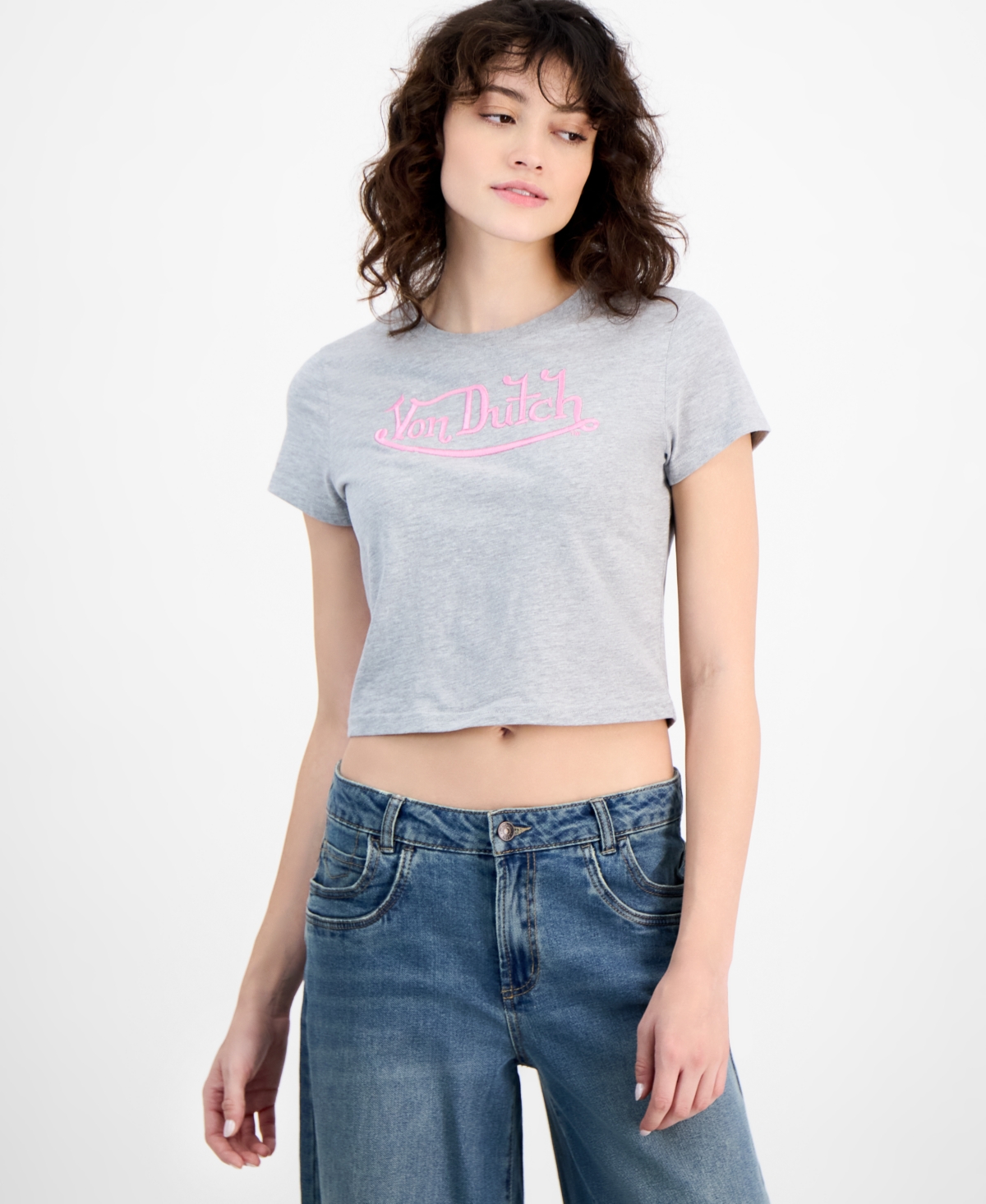 VON DUTCH WOMEN'S SHORT-SLEEVE GRAPHIC BABY T-SHIRT 
