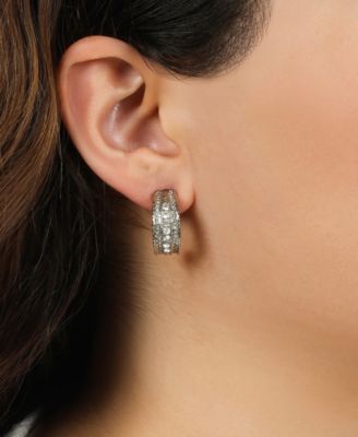 Crystal Silver-Tone Hoop Earrings