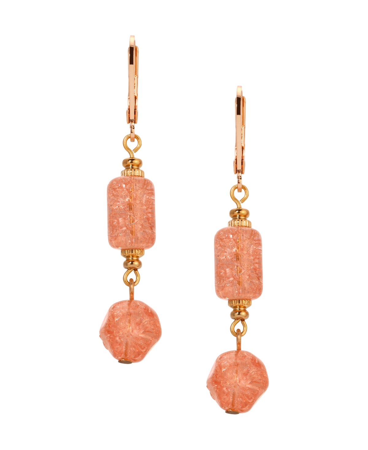2028 GOLD-TONE GLASS DOUBLE DROP EARRINGS 