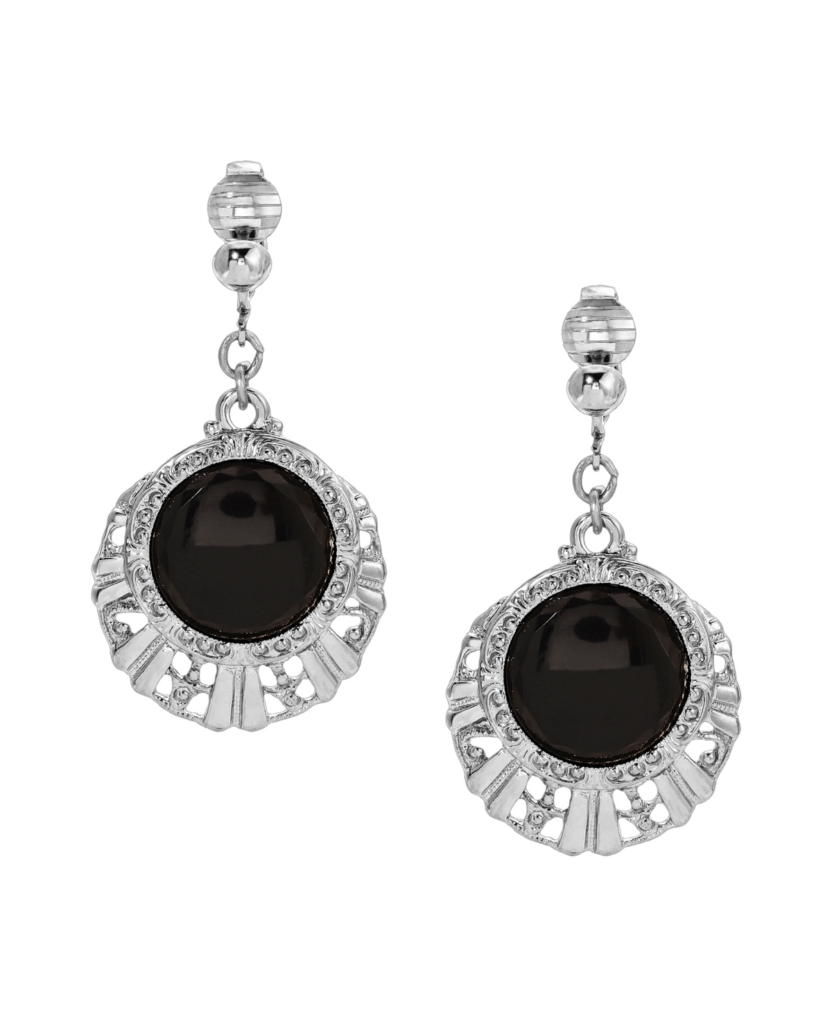 2028 GLASS ROUND FILIGREE CLIP EARRINGS 