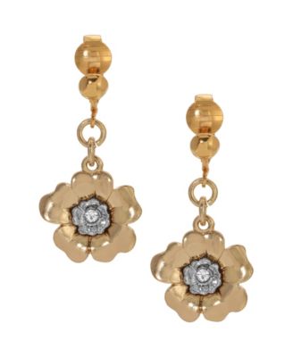Crystal Flower Clip Earrings