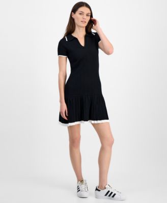 Freshman - Juniors' Polo-Collar Pleat-Hem Dress