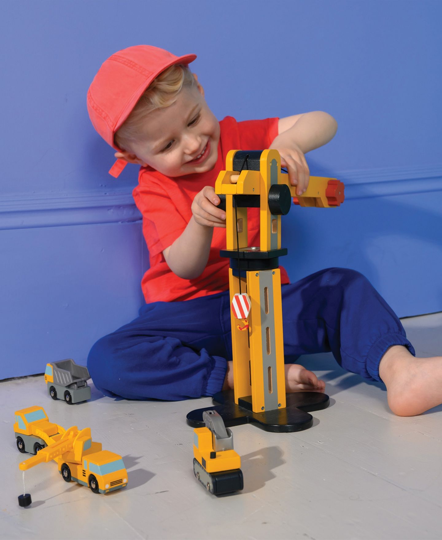 Детский игровой набор Mentari Toys Big Yellow Crane Rotating 3-Piece Construction Playset, Ages 3+ — фото 8