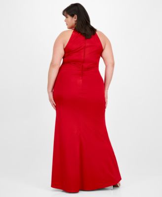 Emerald Sundae Plus Size Sateen Shirred Halter Gown, Created for Macy's -  Macy's