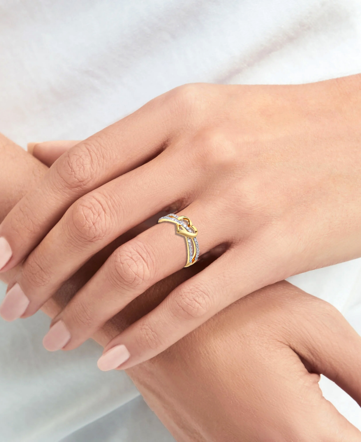 Macy's Diamond Interwoven Heart Ring (1/4 Ct. T.w.) In 14k Gold-plated Sterling Silver In Gold-plated Sterling Silver