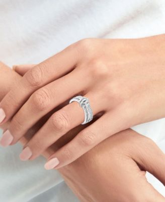 Diamond Multirow Love Knot Ring (1/2 ct. t.w.) in Sterling Silver