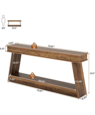 Farmhouse Entryway Table, 70.87-Inch Console Table with Storage, Wood Sofa Table Behind The Couch, Industrial Hallway Accent Table