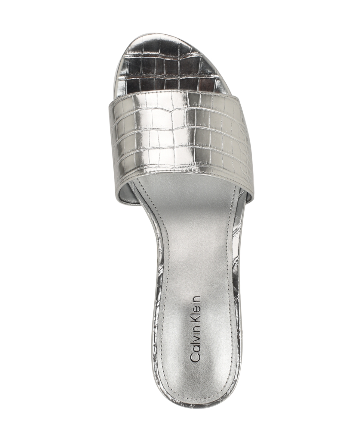 Calvin Klein Kimmie Slide Sandal In Silver Croco