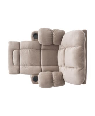  Large Size Skin-Friendly Fabric & Steel Frame Manual Recline, Dual Cup Holders, Overstuffed Comfort Recliner Chair