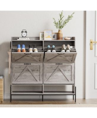 Shoe Cabinet with 4 Flip Drawers,Freestanding Shoe Storage Cabinet Organizer for Entryway,Shoe Rack Cabinet,Dry and wet Separation Shoe Organizer with Metal Legs