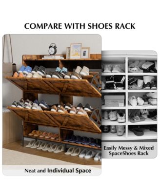 Shoe Cabinet – 4 Flip Drawers, Metal Legs, Dry/Wet Separation, Freestanding Organizer for Entryway & Home Use.