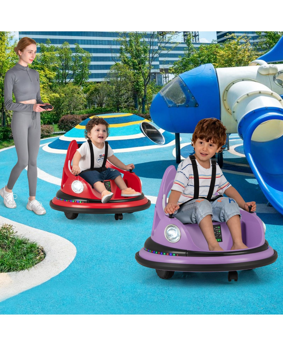 Hongge 12V Kids Ride On Bumper Car with Remote Control and Dual Joysticks