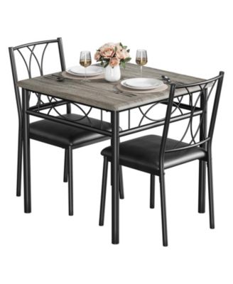 Dining Table Set for 2, Kitchen Table and Chairs, Square Dining Room Table Set , 3 Piece Dining Table Set , Rustic Grey
