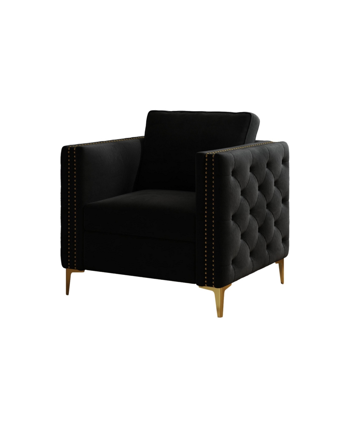 Streamdale Furniture Accent Chair for Living Room Upholstered Arm Chair with Metal Legs Velvet- Black