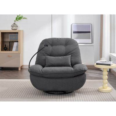 Power Recliner Swivel Glider USB Charger With Bluetooth Music Player Different Function Sleep Working Game and Leisure Model Grey