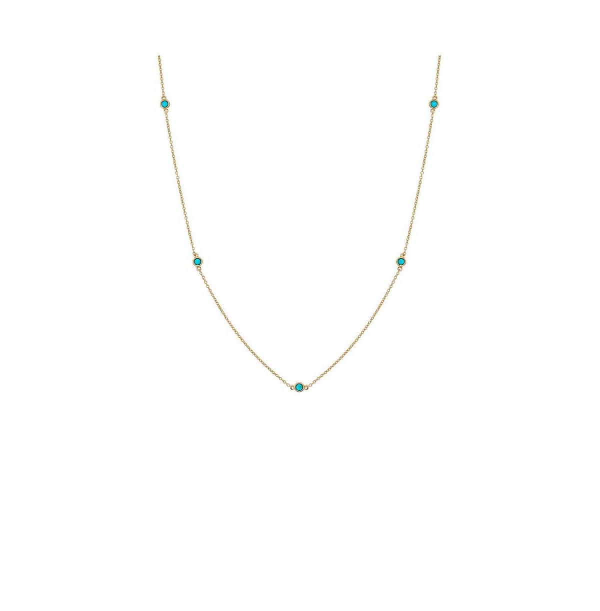 Turquoise Multi Bezel Embedded Necklace 14K - 14k gold