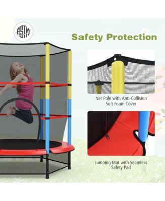 55'' Kids Trampoline Recreational Bounce Jumper W/Safety Enclosure Net Heavy-duty