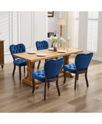 Streamdale French Tufted Fabric Dining Chairs, Set of 2, Blue