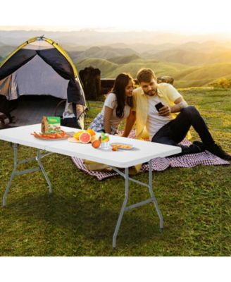 6 FT Portable Folding Camping Table with Carrying Handle for Picnic