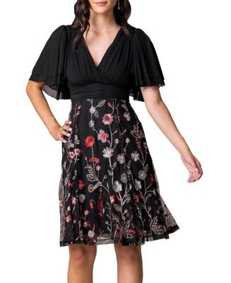 Women's Lillian Embroidered Mesh Midi Cocktail Dress