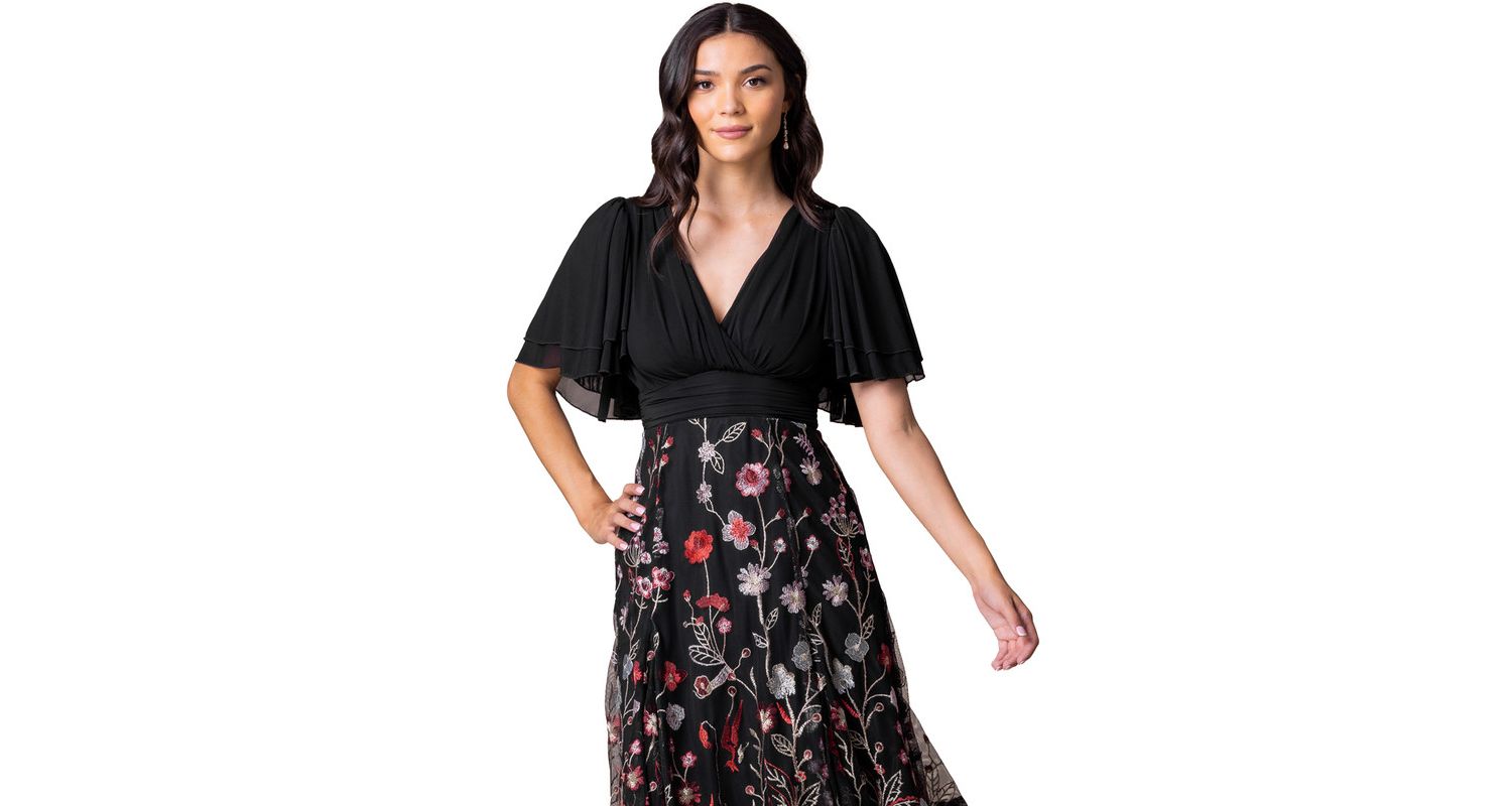 Women's Lillian Embroidered Mesh Midi Cocktail Dress