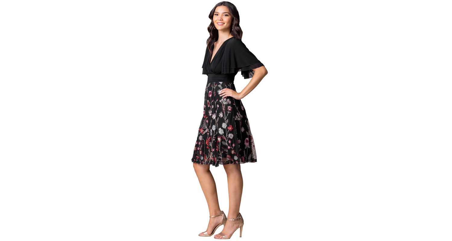 Women's Lillian Embroidered Mesh Midi Cocktail Dress