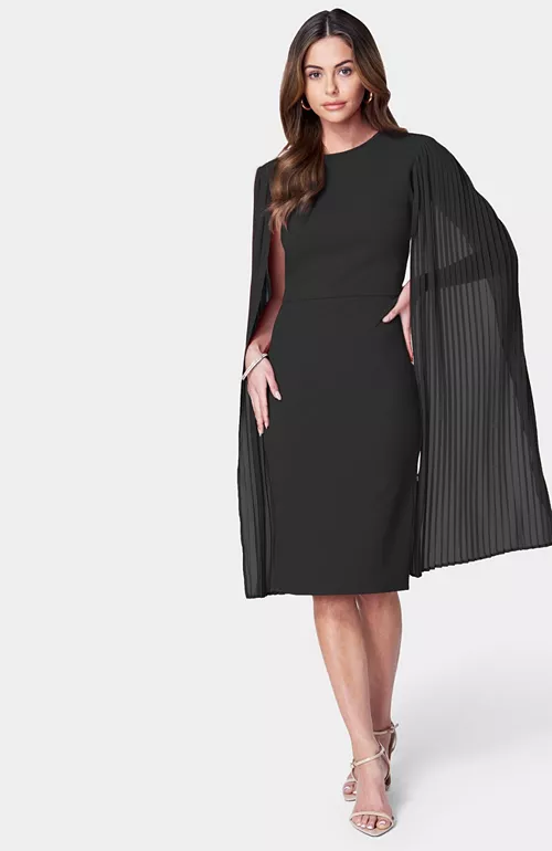 women's cape sleeve midi dress