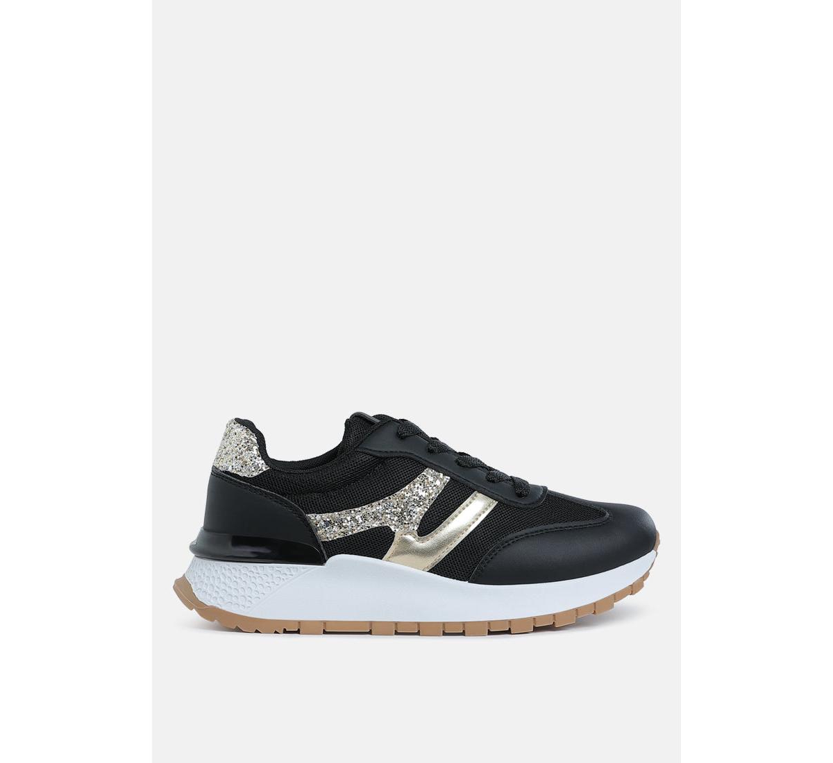 Tapers Glitter Detail Chunky Sneakers - White silver