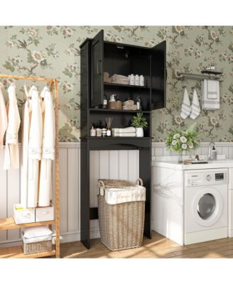 23.62 in. W x 65.39 in. H x 8.27 in. D Over The Toilet Storage with Adjustable Shelves for Bathroom and Laundry
