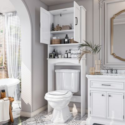 23.62 in. W x 65.39 in. H x 8.27 in. D Over The Toilet Storage with Adjustable Shelves for Bathroom and Laundry