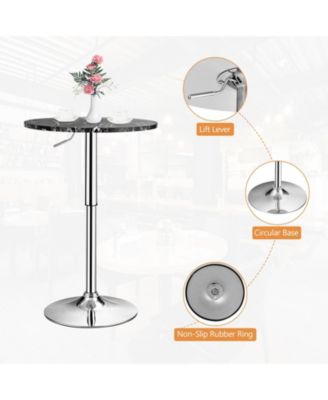 360° Swivel Cocktail Pub Table with Sliver Leg and Base-Black