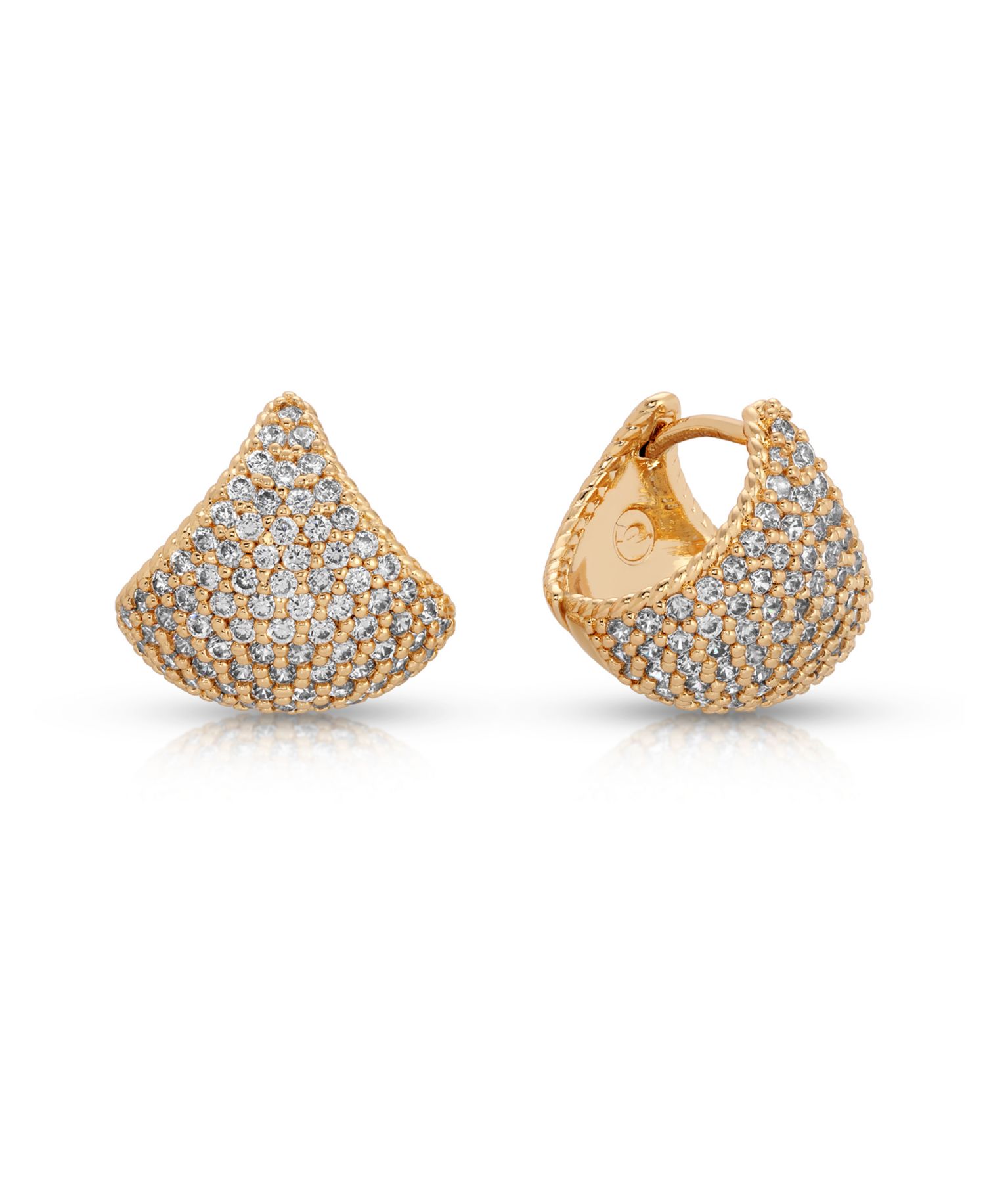 Pave Encrusted Huggies Hoops Earrings