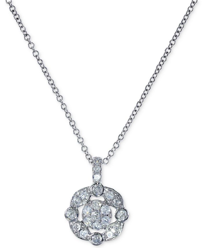 EFFY Collection EFFY® Diamond Floral Pendant Necklace (1/4 ct. t.w.) in