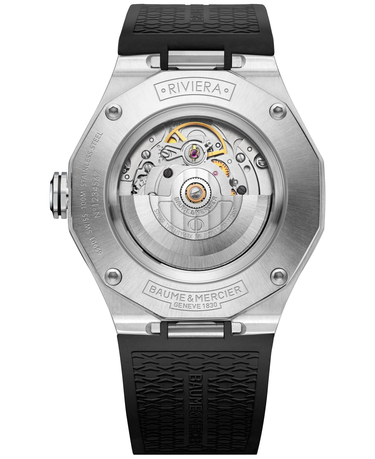 Baume & Mercier Men's Swiss Automatic Riviera Black Rubber Strap Watch 42mm In Black