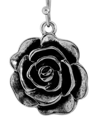 Silver-Tone Flower Drop Earrings