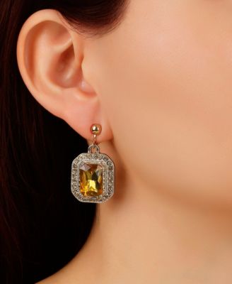 Topaz Acrylic Rectangular Drop Clip Earrings