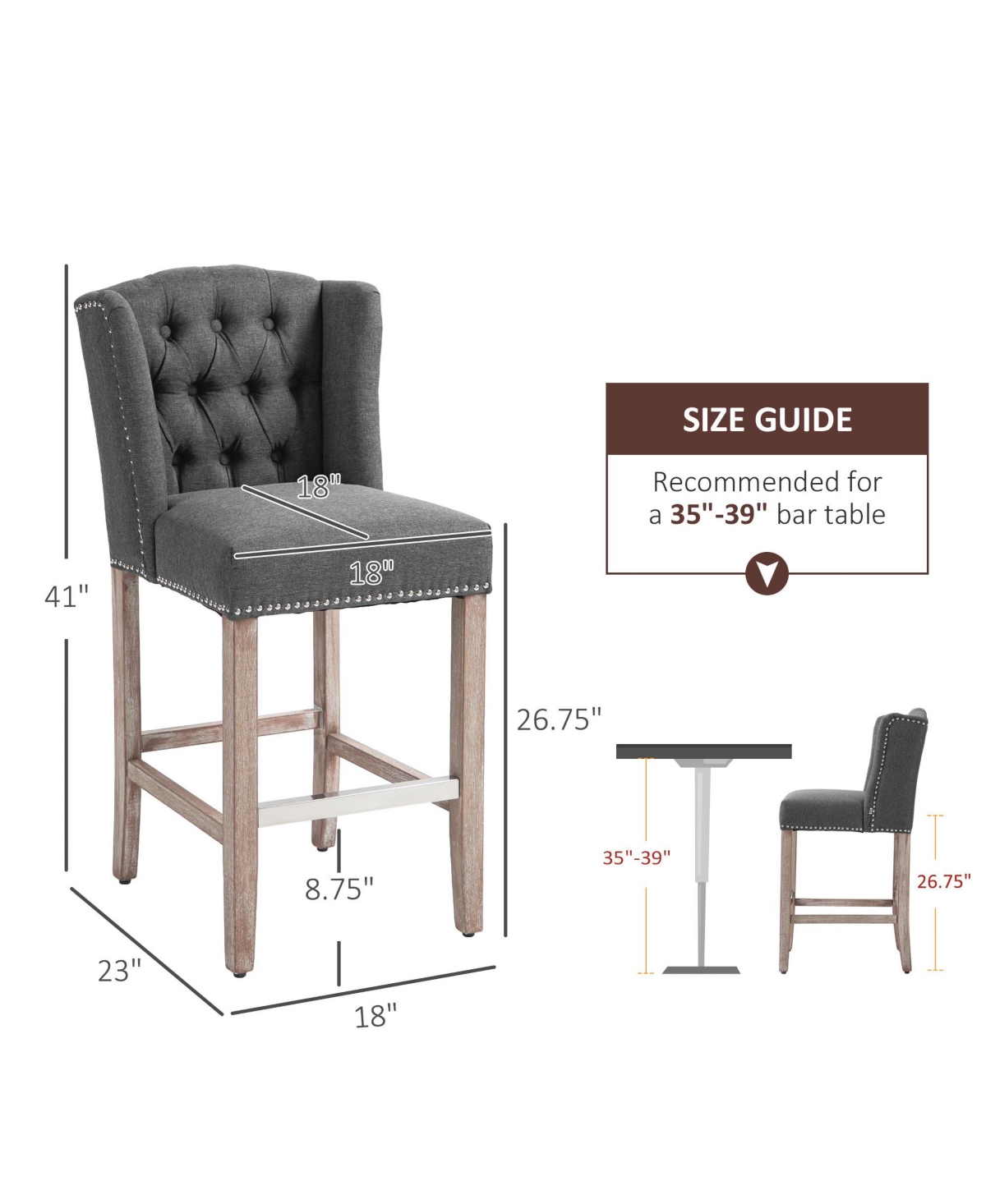 Streamdale Furniture Counter Height Bar Stools Set of 2, 27