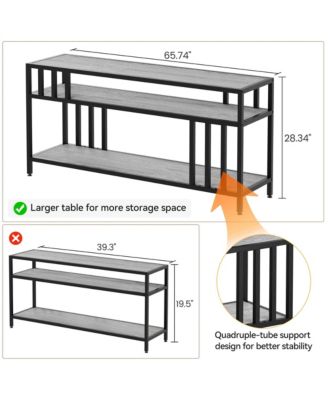 65'' TV Stand for TV up to 65 Inches, Entertainment Center with Open Storage Shelves