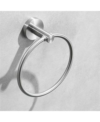 Brushed Silver Bathroom Accessories Set with Robe Hooks and Towel Ring for Modern Decor