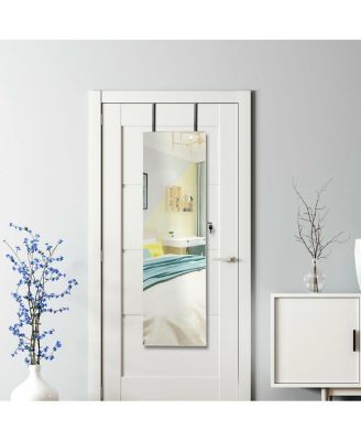 Wall and Door Mounted Mirrored Jewelry Cabinet with Lights-White