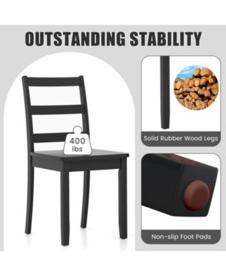 Set of 2 Wood Dining Chairs with Solid Rubber Wood Legs-Black