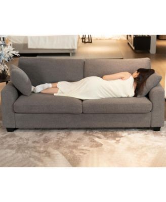 83" Loveseat Sofa for Living Room, Modern Simple Grey Teddy Couch with Wide Armrest, Sturdy Wood Structure