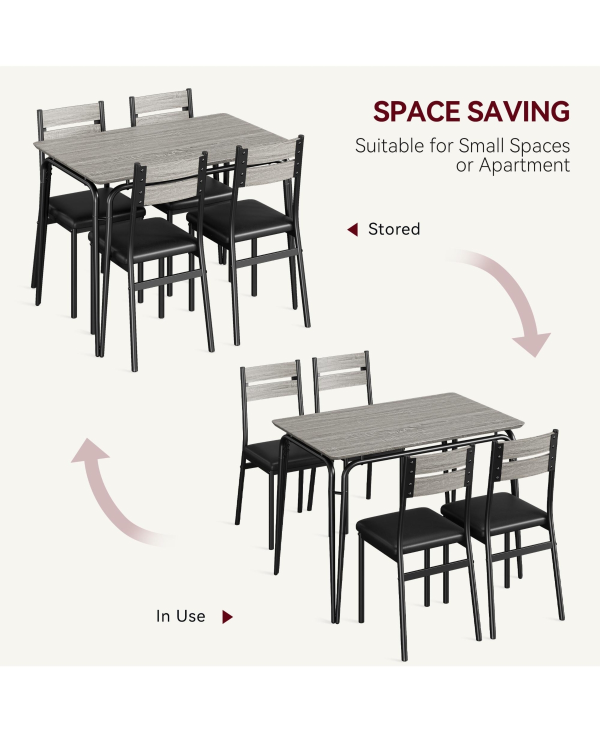 gaomon Dining Table for 4, Small Table and Chairs Set of 5, Dinette Set for 4, 5 Piece Kitchen & Dining Room Sets