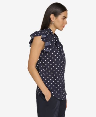 Women's Ruffle-Sleeve Bow Blouse