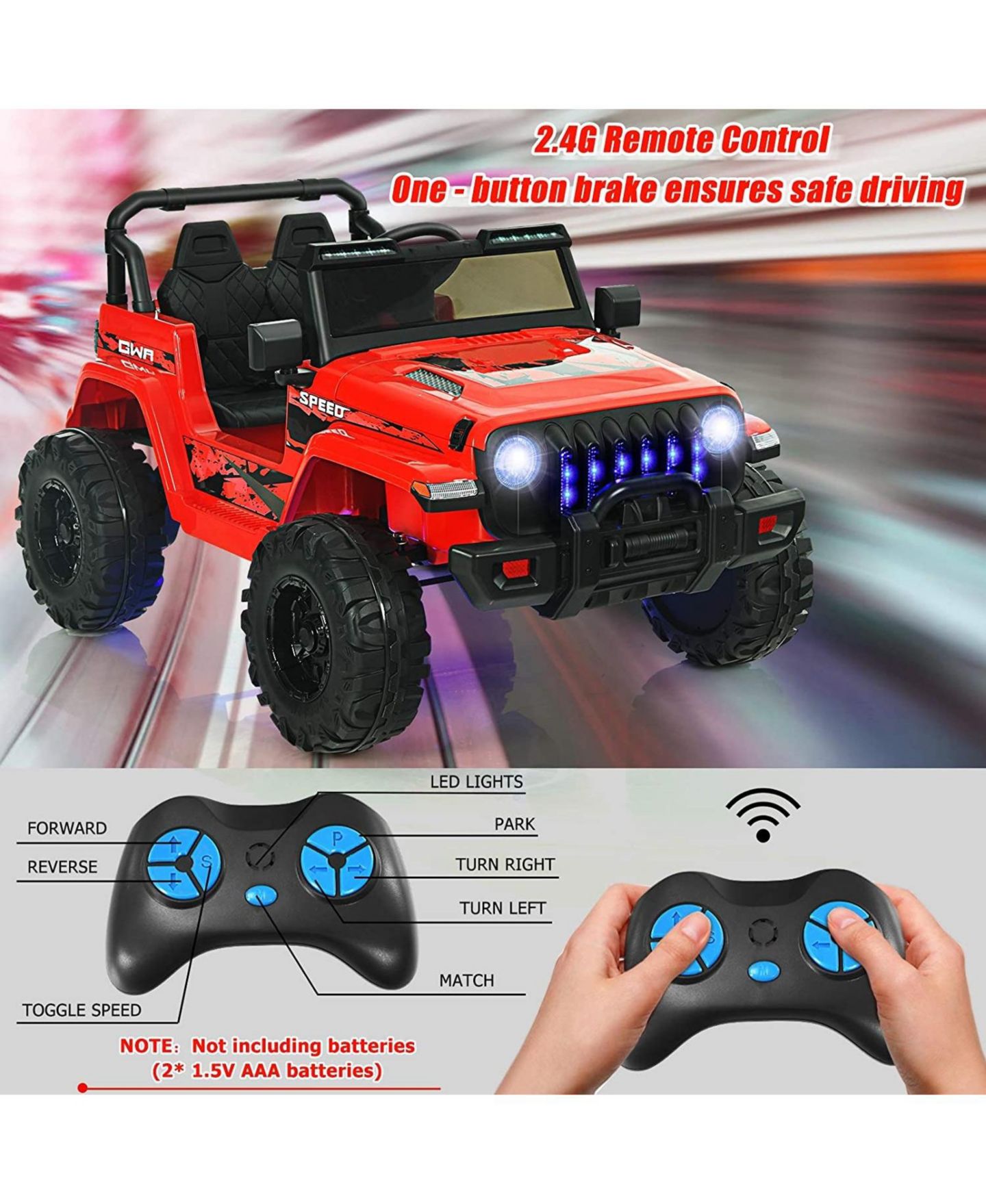 Детская игрушка HONGGE 12V Ride-On Jeep with 2.4G Remote Control and Bluetooth Music, Ages 3-8 — фото 7