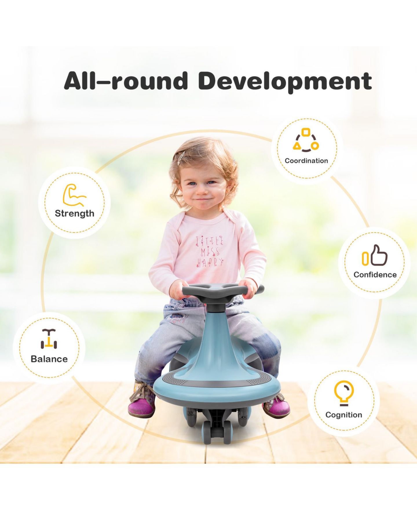 Детская игрушка HONGGE Wiggle Car Battery-Free Ride-On Toy with Flashing Wheels, Ages 3+ — фото 8