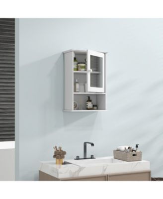 Bathroom Wall Mounted Adjustable Hanging Storage Medicine Cabinet-White