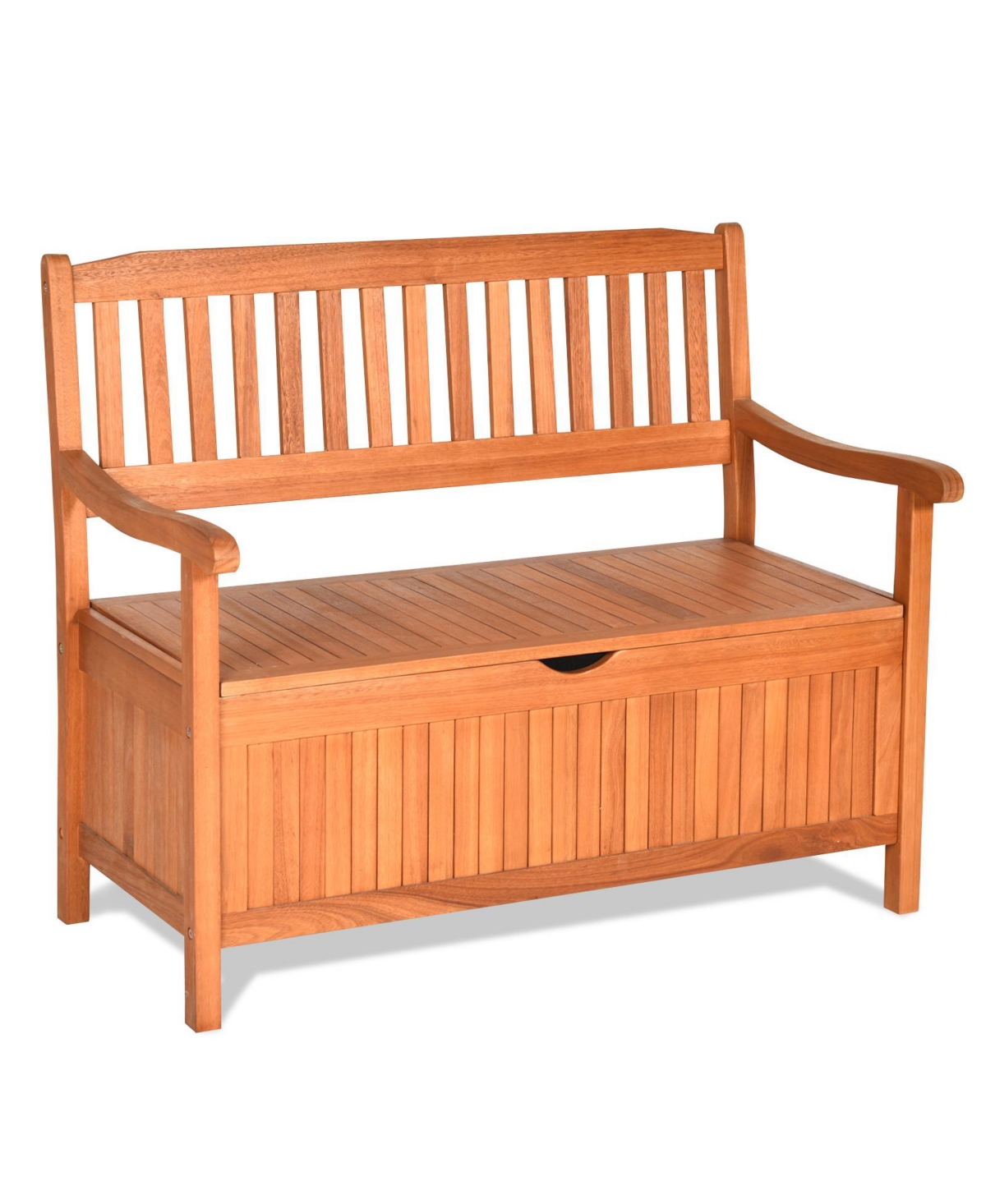 33 Gallon Wooden Storage Bench with Liner for Patio Garden Porch - Brown