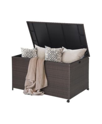 Outdoor Wicker Storage Box with Zippered Liner-133 Gallon